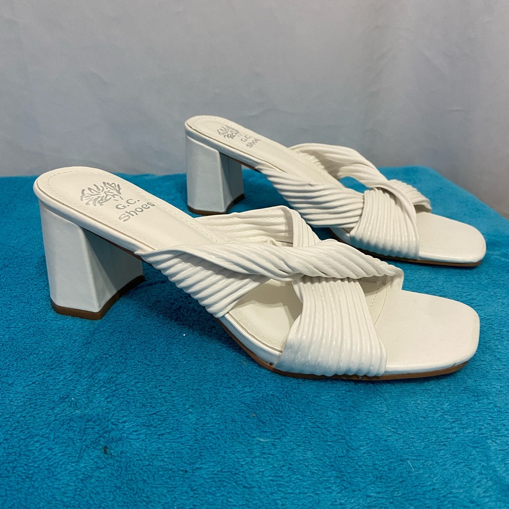 NWOT Block Heel White Sandals
